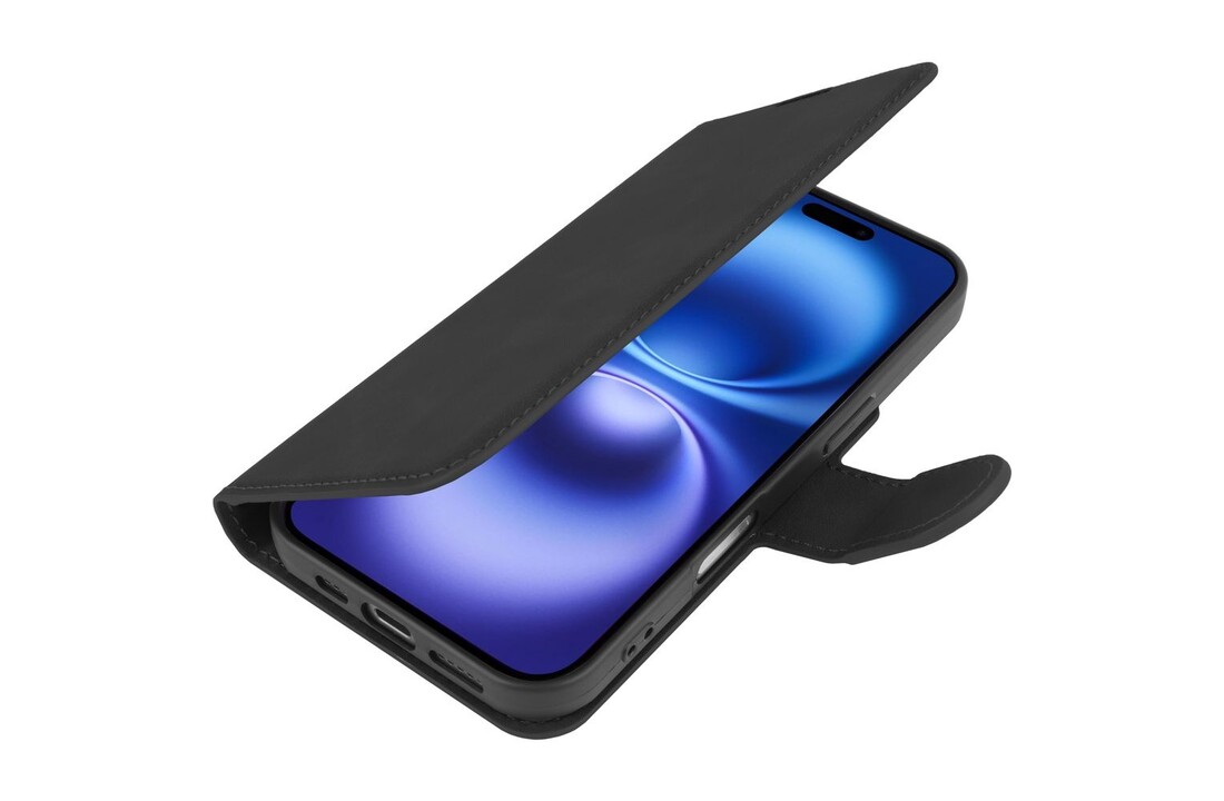 Just in Case iPhone 16 Premium Wallet Case Zwart - Telefoonhoesje