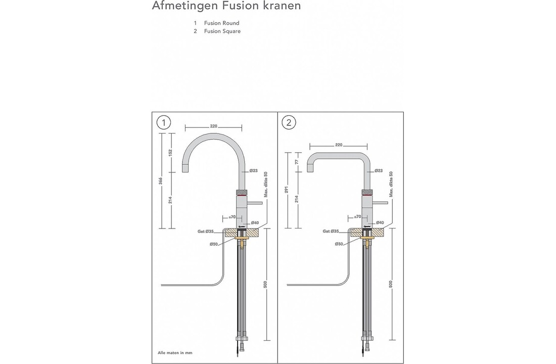 Quooker Fusion Square Zwart met PRO3 reservoir - Kokendwaterkraan