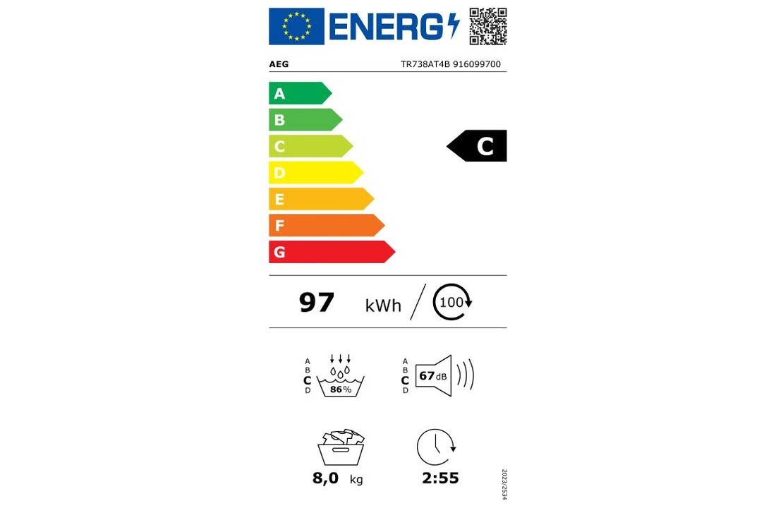 AEG TR738AT4B 7000 Serie SensiDry - Warmtepompdroger