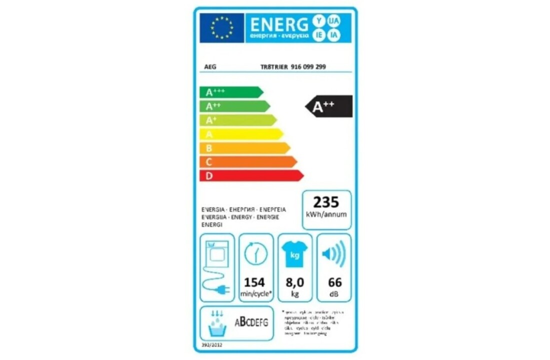 AEG TR86TRIER 8000 Serie AbsoluteCare - Warmtepompdroger