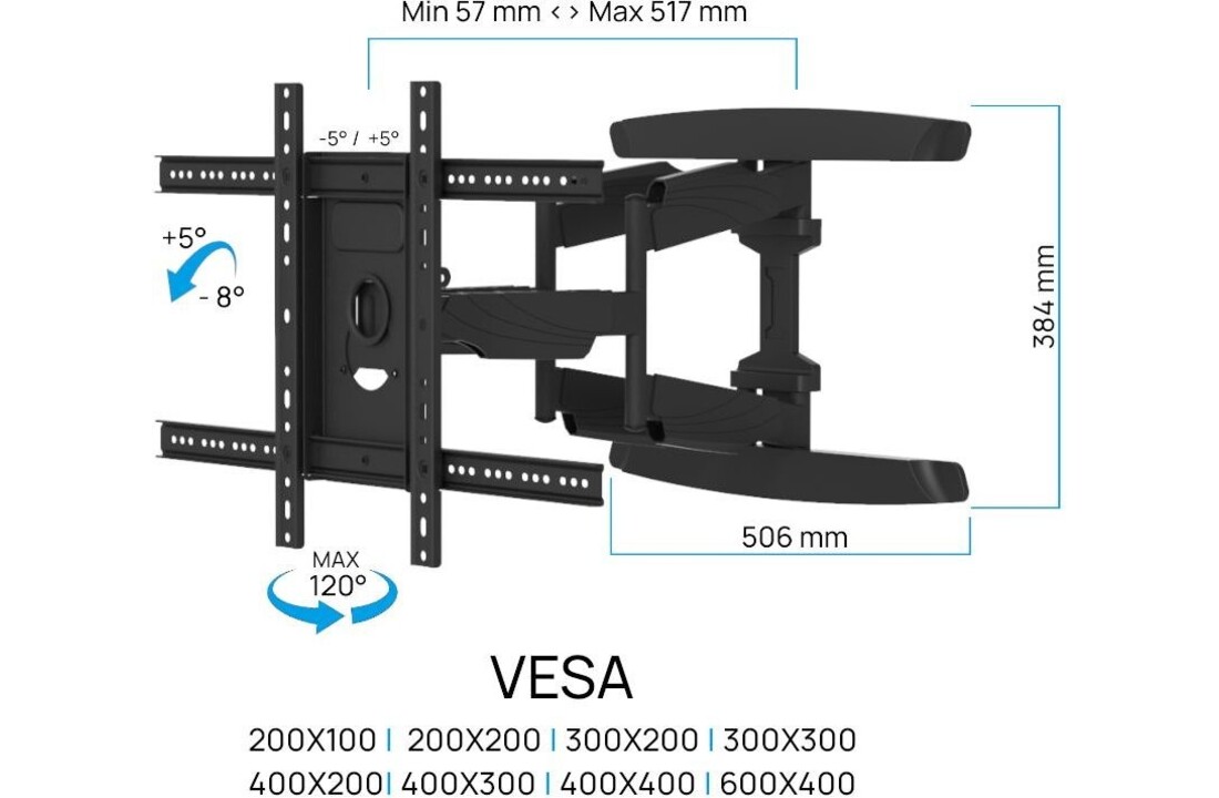 Cavus WME105 Draaibare & Kantelbare TV-Beugel (37 - 70 inch) - TV muurbeugel