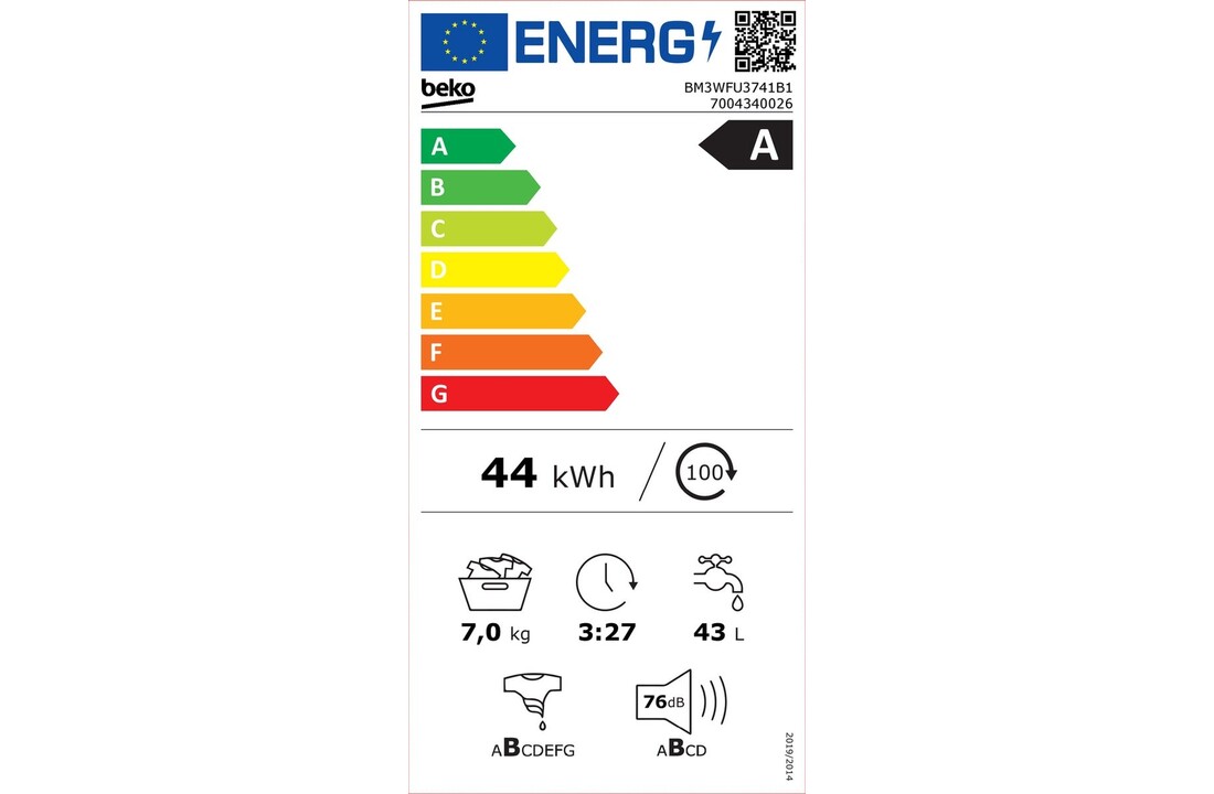 Beko BM3WFU3741B EnergySpin - Wasmachine