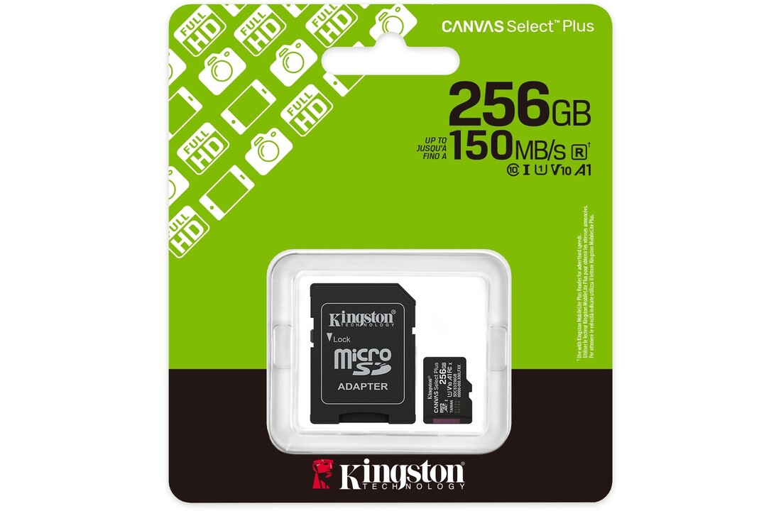 Kingston Canvas Select Plus Gen. 3 microSDXC 256GB met SD-adapter - Micro SD kaart