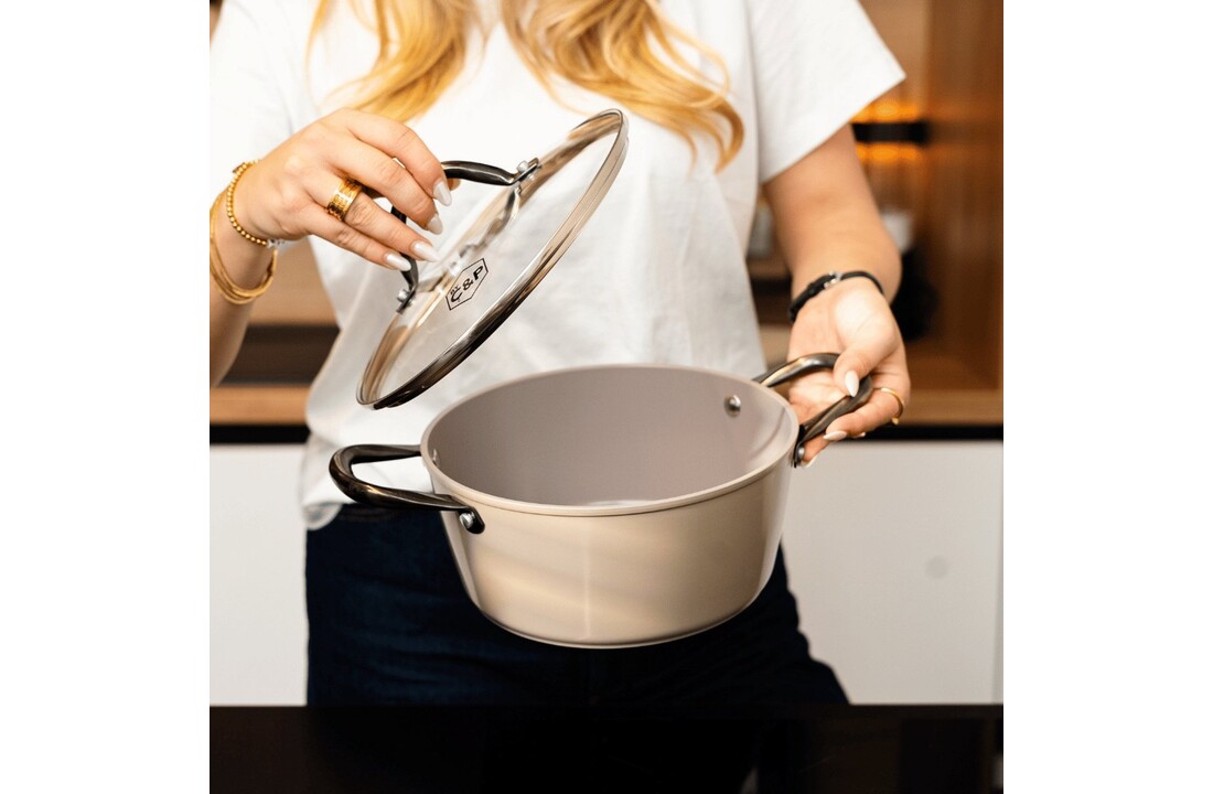 Cook & Pan Taupe of Mind Kookpan met deksel 22 cm