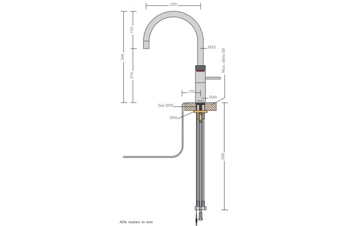 Quooker Fusion Round Chroom met COMBI+ reservoir - Kokendwaterkraan