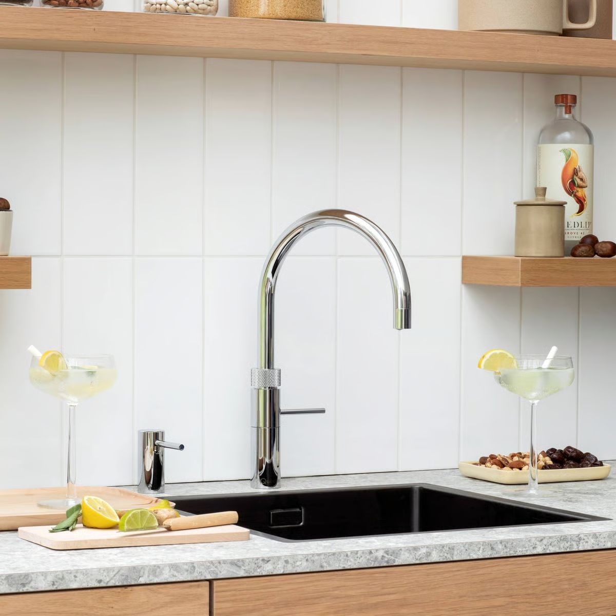 Quooker Fusion Round Chroom met COMBI+ reservoir - Kokendwaterkraan