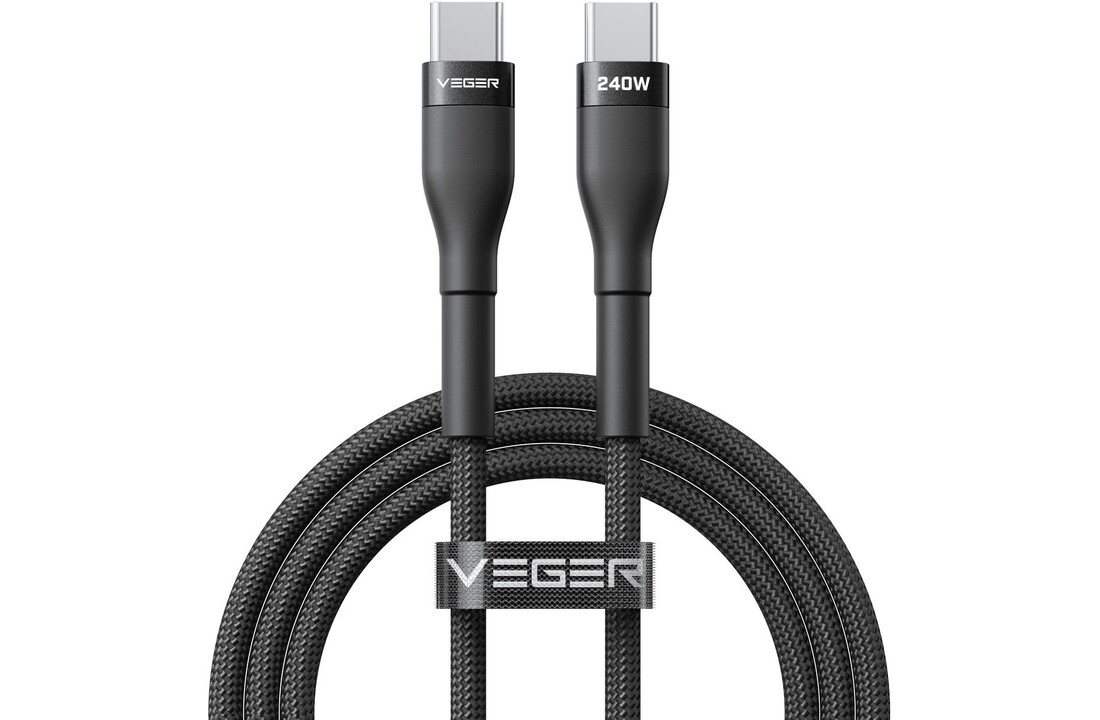 Veger CC03 USB-C naar USB-C kabel 1.5m Braided Aluminium 240 Watt