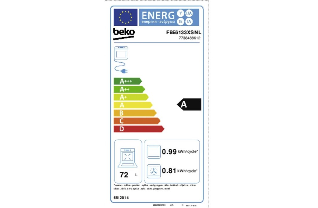 Beko FBE6133XSNL AeroPerfect - Gasfornuis