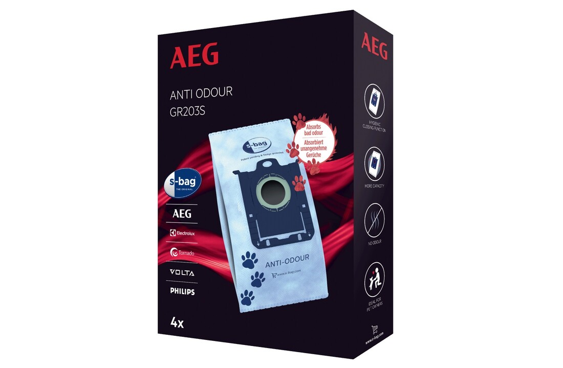 AEG GR203S S-bag Anti-Odour 4 stuks - Stofzuigerzakken