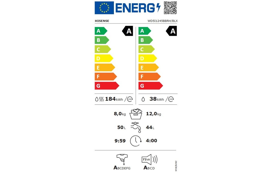 Hisense WD5I1245BBRH/BL - Was-droogcombinatie