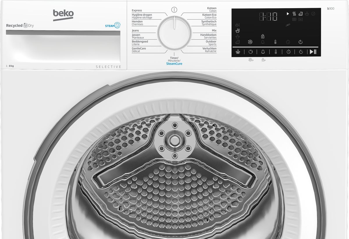 Beko B3T6823W2 SteamCure Selective - Warmtepompdroger .