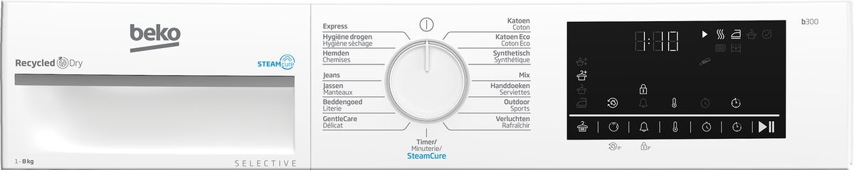 Beko B3T6823W2 SteamCure Selective - Warmtepompdroger .