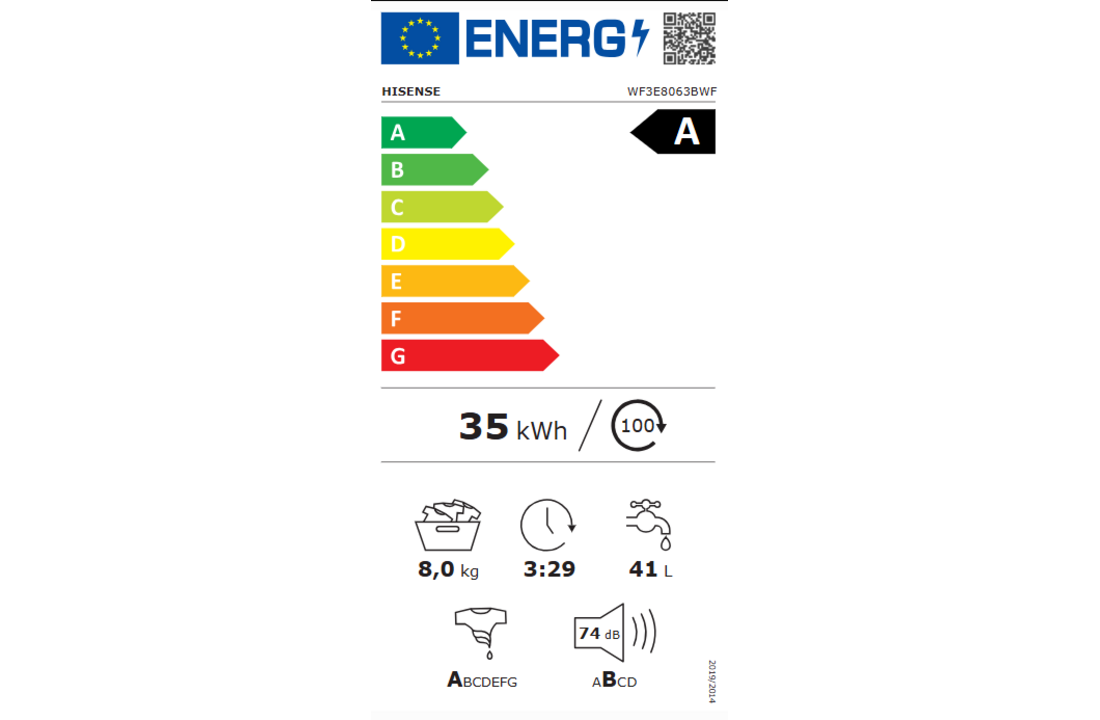 Hisense WF3E8063BWF - Wasmachine