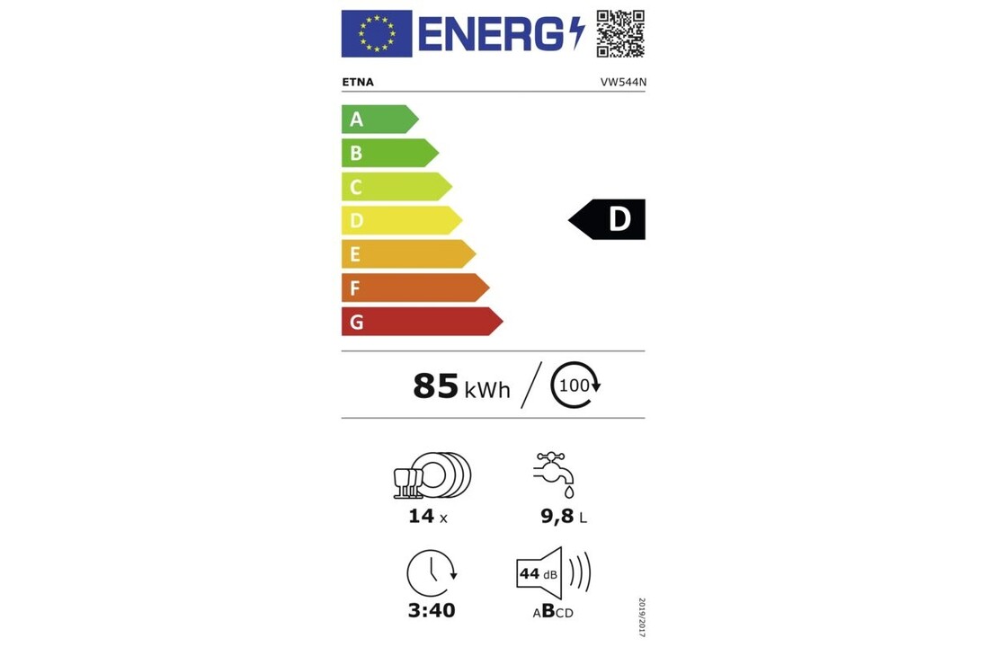 ETNA VW544N - Inbouw vaatwasser