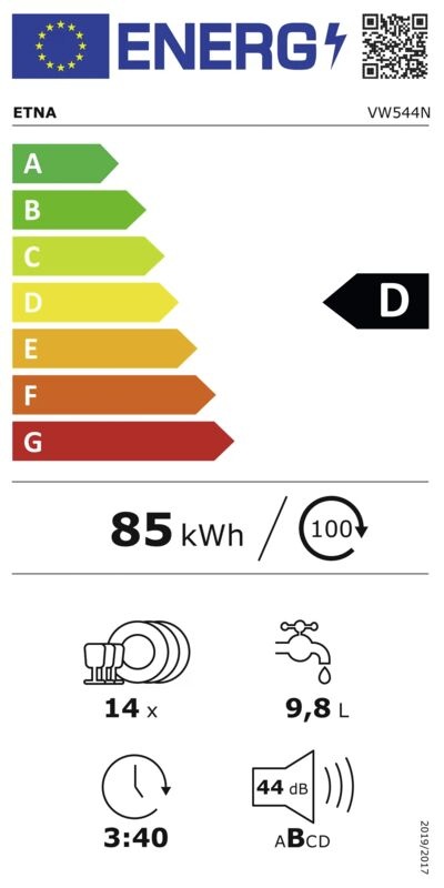 ETNA VW544N - Inbouw vaatwasser
