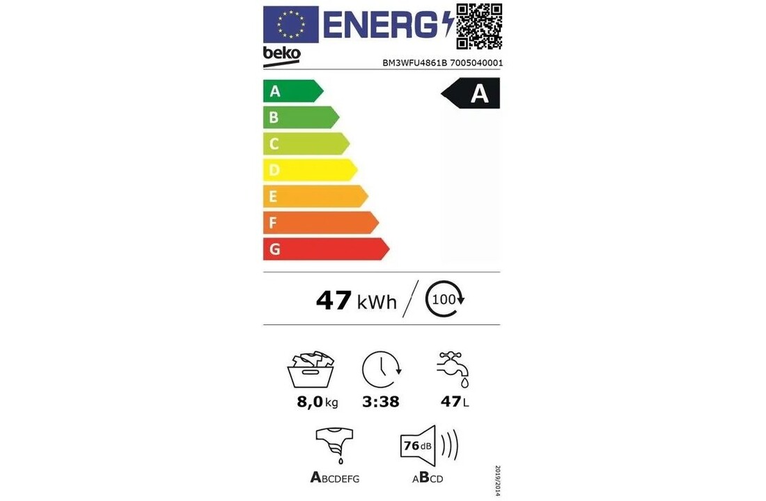 Beko BM3WFU4861B EnergySpin - Wasmachine