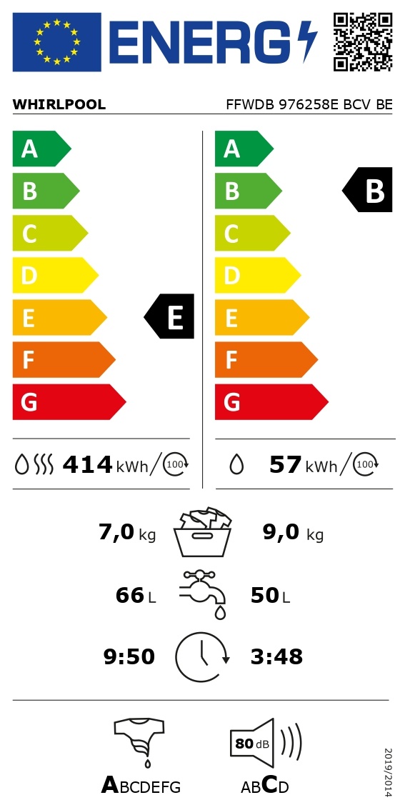 Whirlpool FFWDB 976258E BCV BE - Was-droogcombinatie