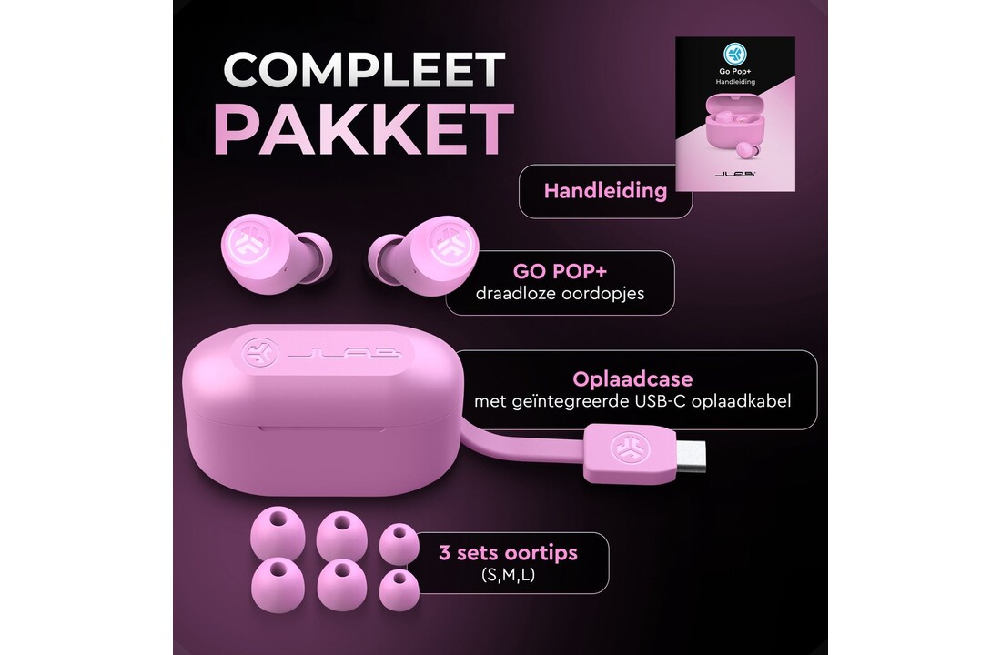 JLab Go Air Pop True Wireless Roze - Draadloze oordopjes