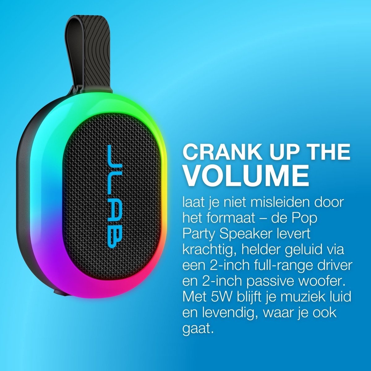 JLab Pop Party Zwart - Draadloze speaker