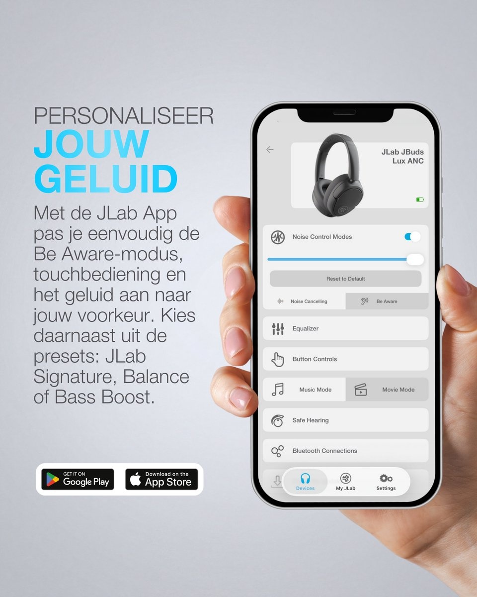 JLab JBuds LUX ANC Cloud White - Draadloze koptelefoon