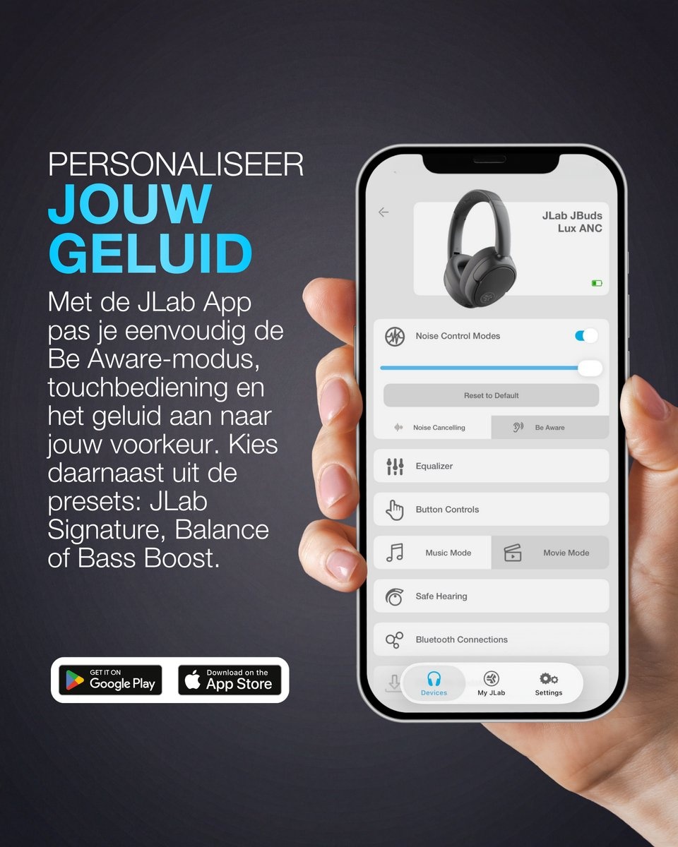 JLab Lux ANC Grafiet - Draadloze koptelefoon