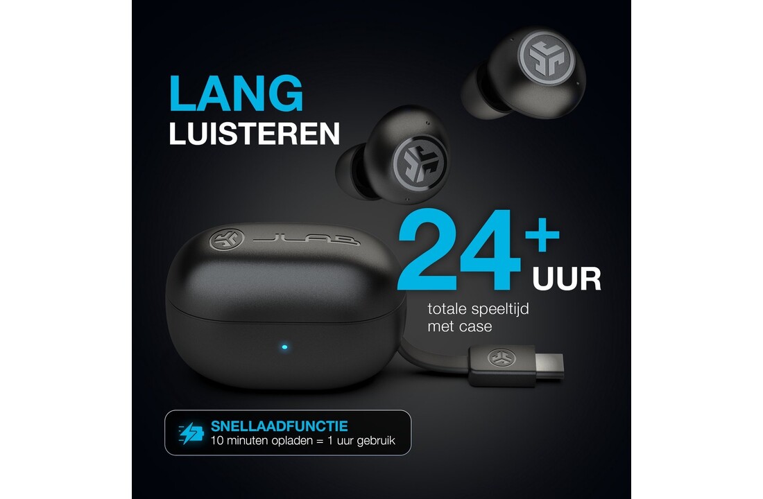 JLab Go Pop ANC TWS Zwart - Draadloze oordopjes