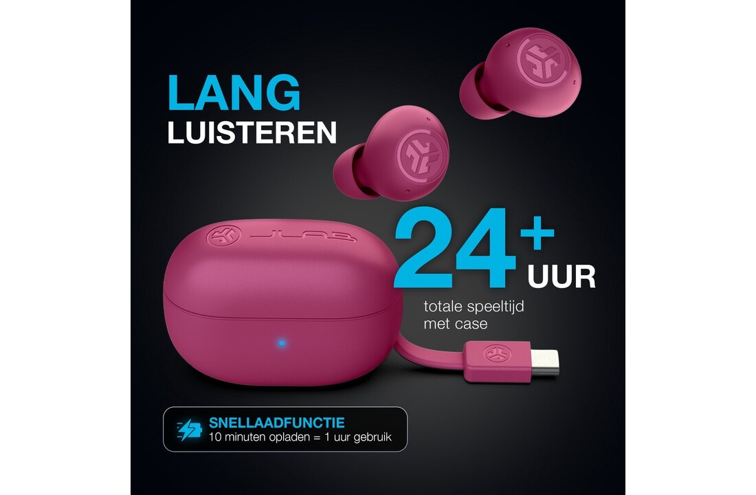 JLab Go Pop ANC TWS Fuschia - Draadloze oordopjes