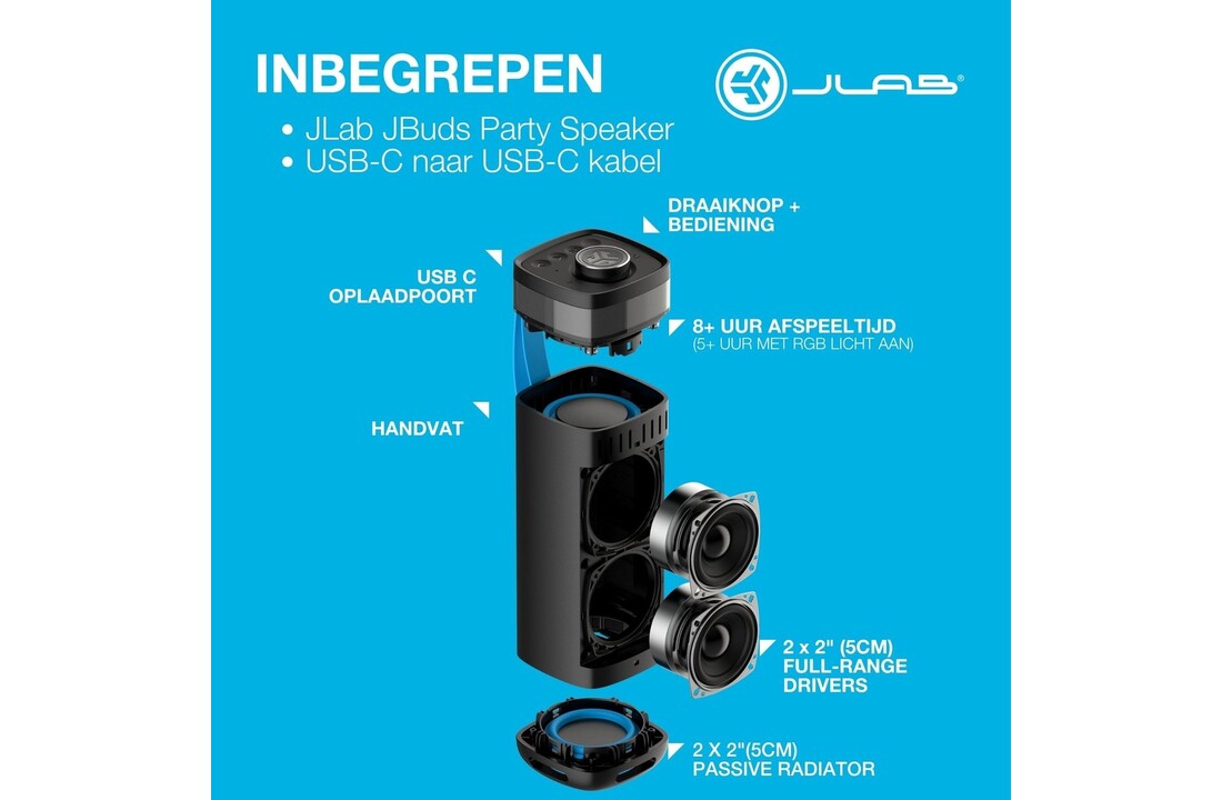JLab JBuds Party Zwart - Draadloze speaker