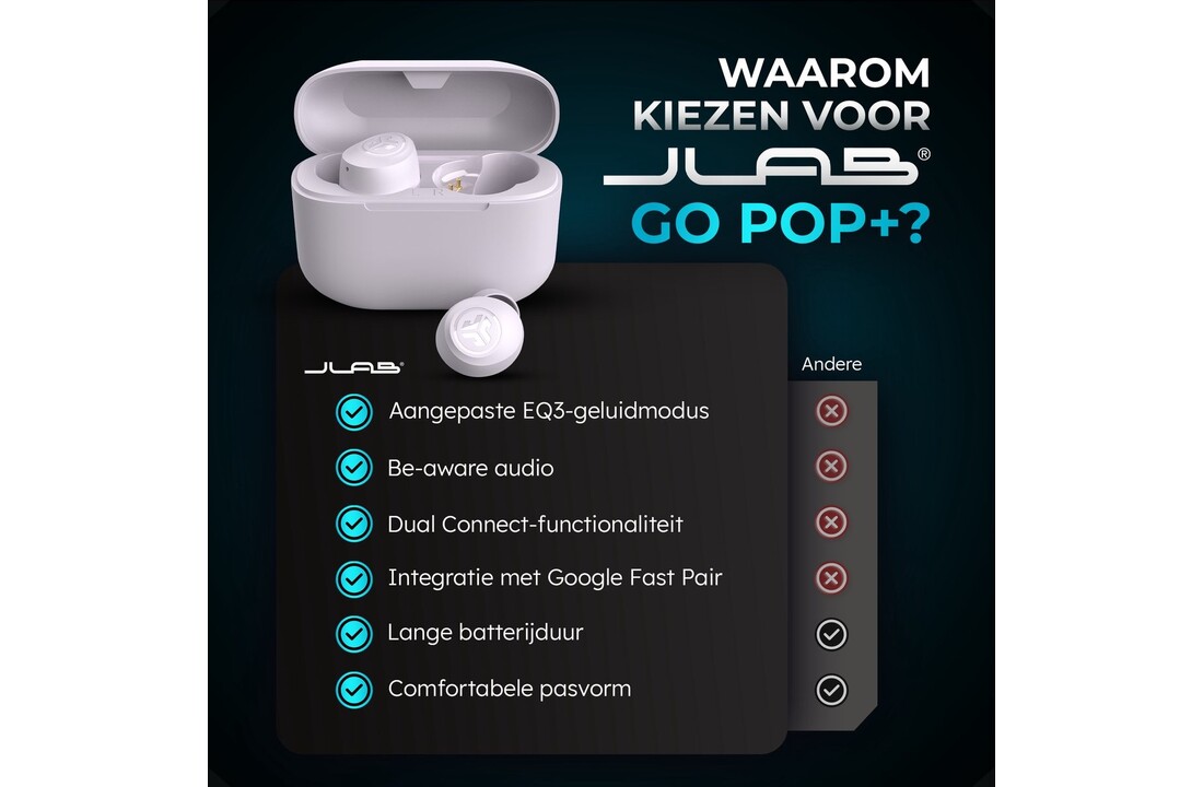 JLab Go Air Pop True Wireless Paars - Draadloze oordopjes