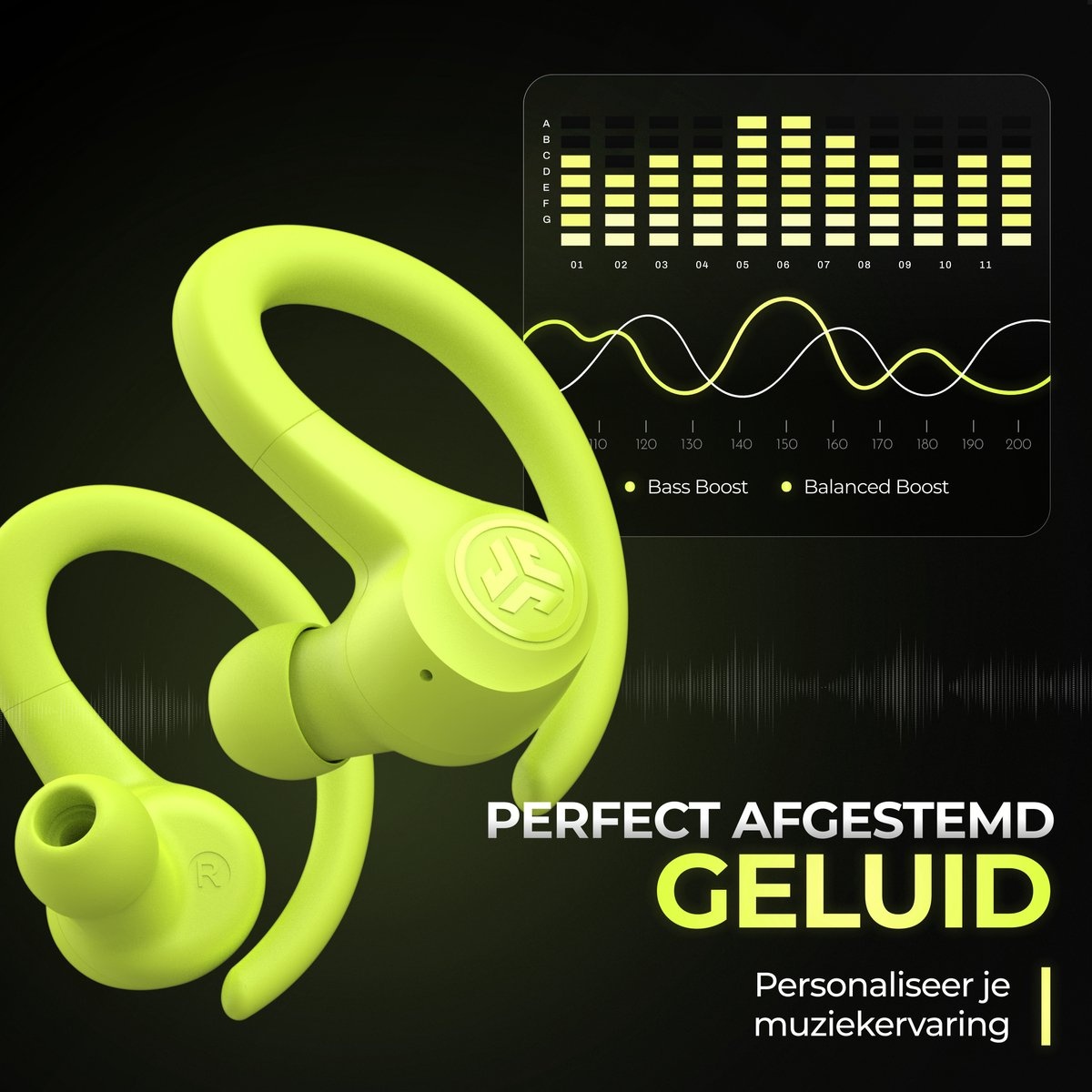 JLab Go Air Sport True Wireless Neon Geel - Sportoordopjes
