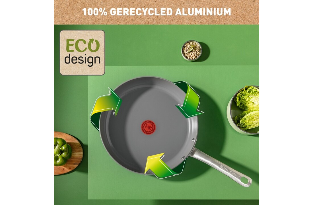 Tefal Renew+ Koekenpan 24cm Zwart