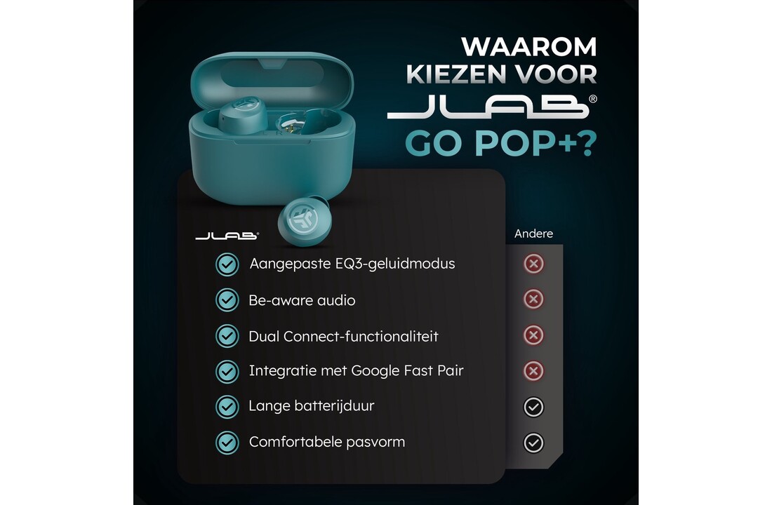 JLab Go Air Pop True Wireless Groen - Draadloze oordopjes