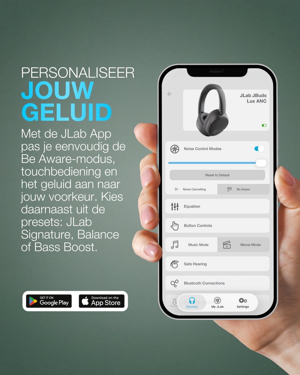JLab Lux ANC Groen - Draadloze koptelefoon