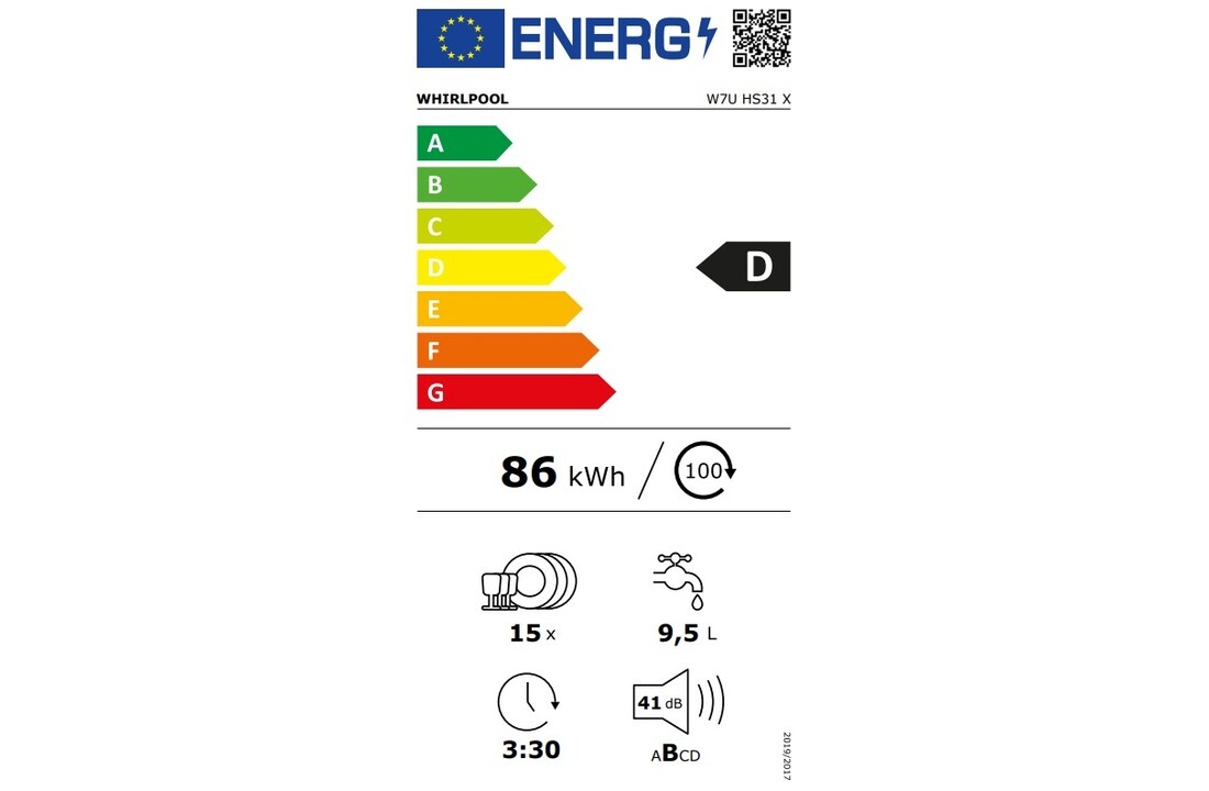 Whirlpool W7U HS31 X - Onderbouw vaatwasser