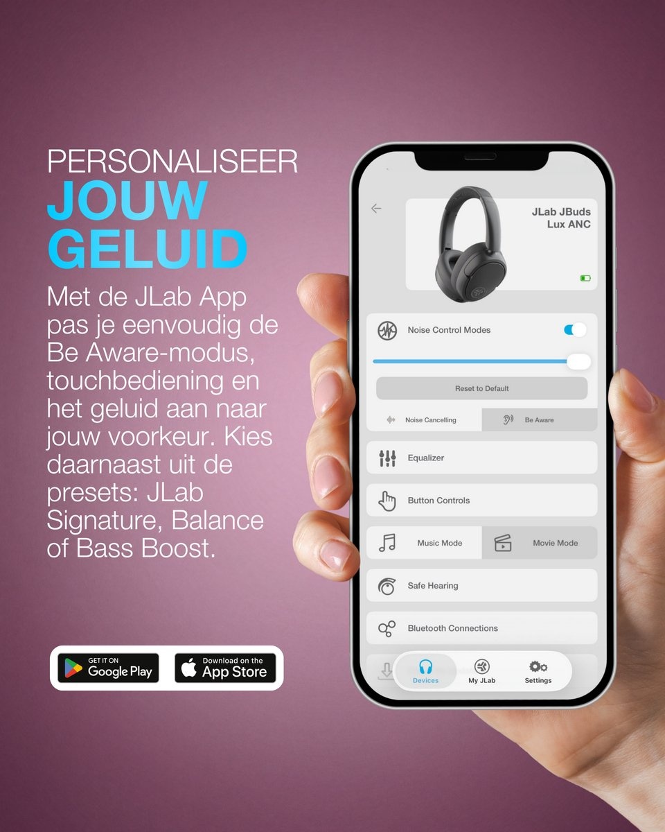 JLab Lux ANC Paars - Draadloze koptelefoon