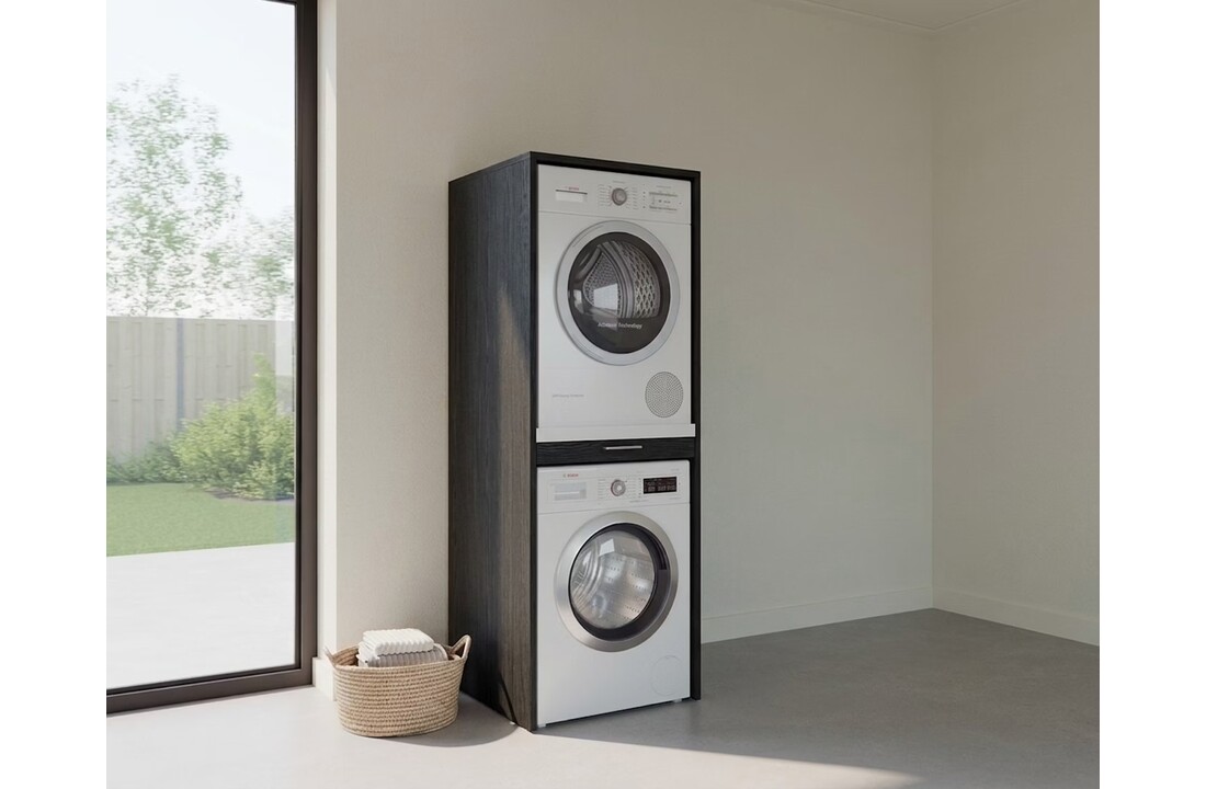 Wastoren wasmachine kast WSTT185-S Slimline 3.0 - zwart eiken.
