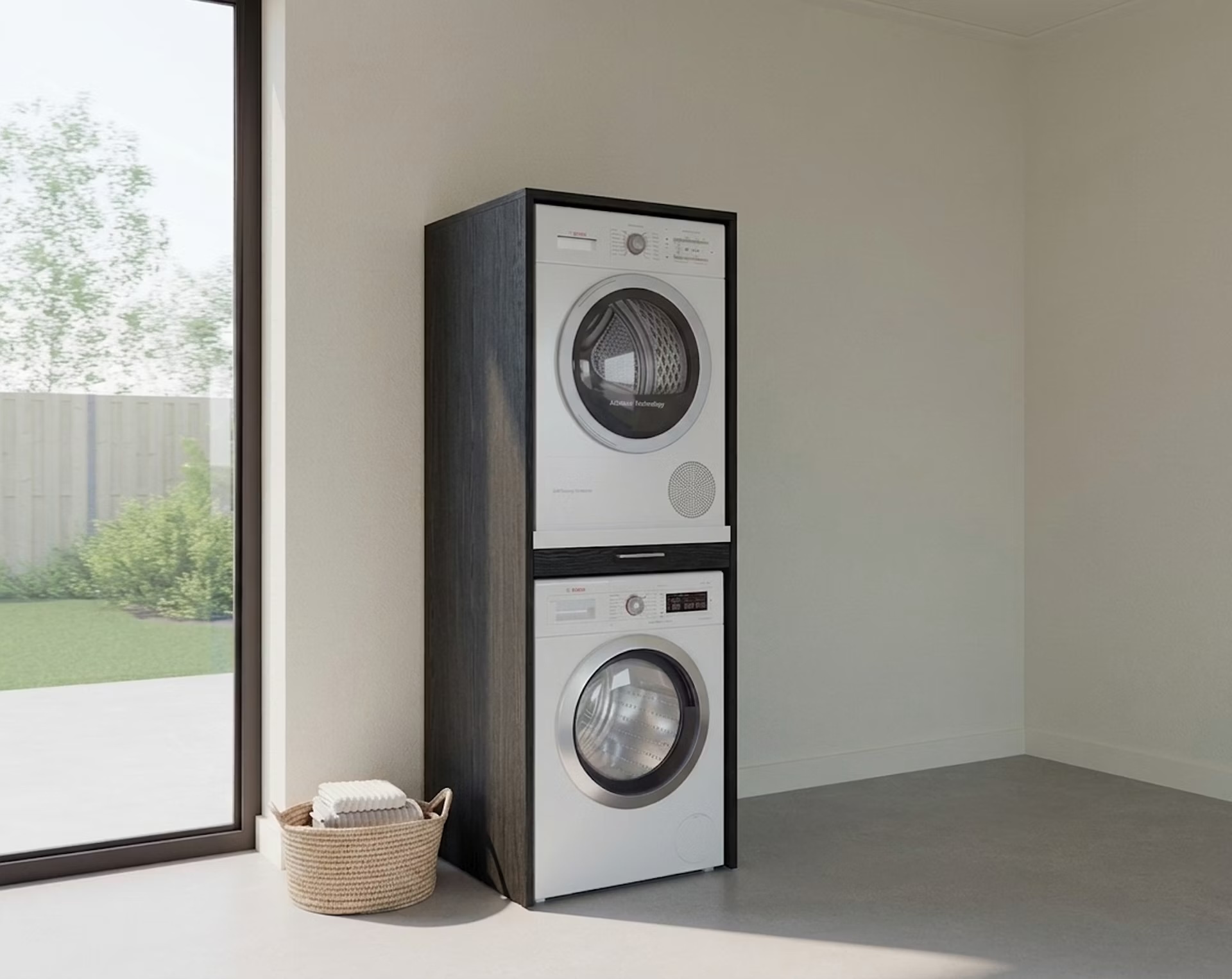 Wastoren wasmachine kast WSTT185-S Slimline 3.0 - zwart eiken.