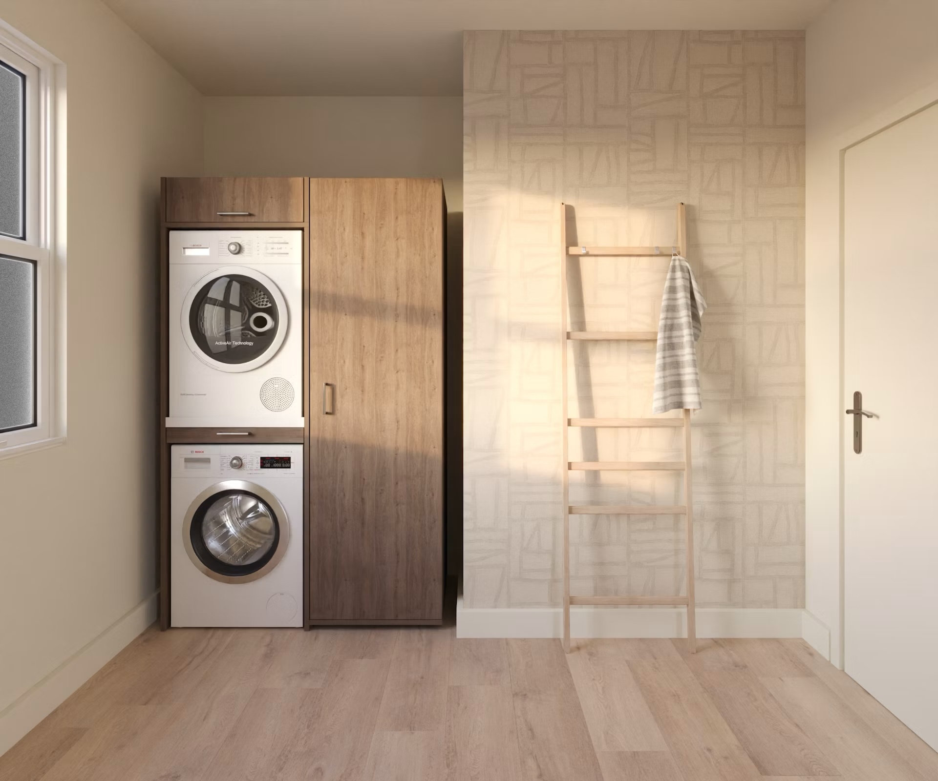 Wastoren hoge opbergkast WSCH207-60-E - naturel eiken.
