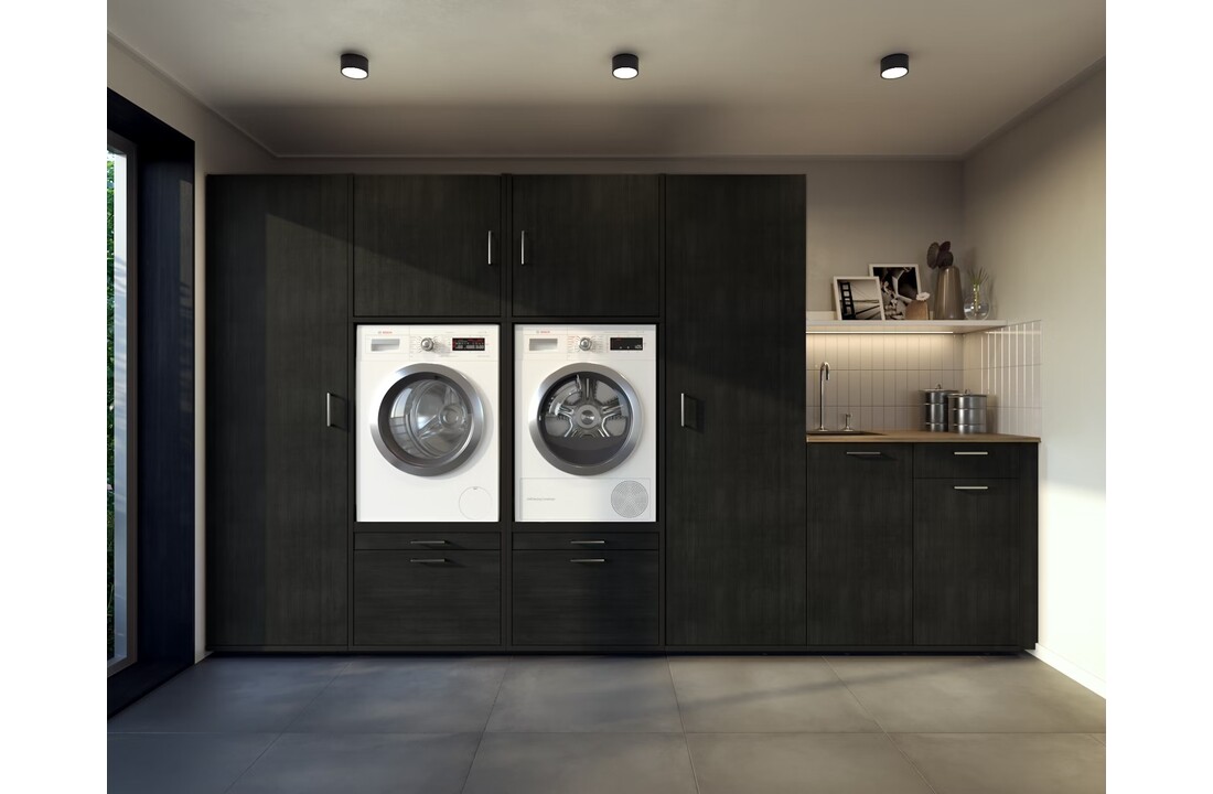 Wastoren hoge opbergkast WSCH207-60-S - zwart eiken.
