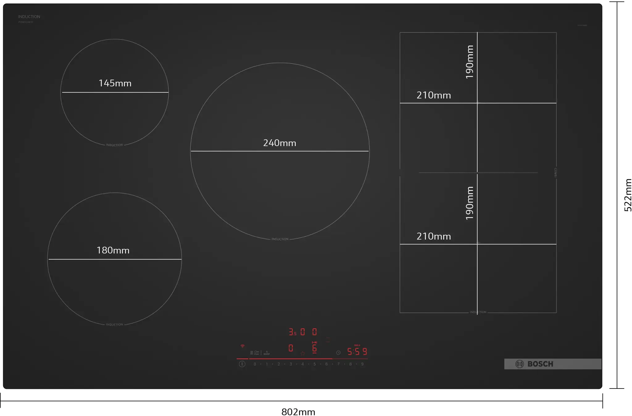 Bosch PVW81CHB1E Serie 6 - Inbouw inductiekookplaat 80 cm.