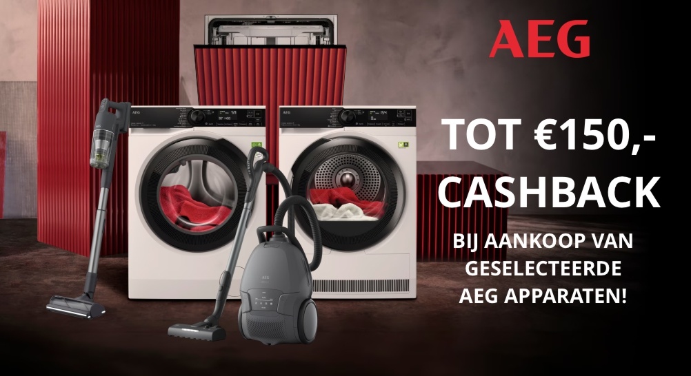 Tot €150 cashback op geselecteerde AEG apparaten