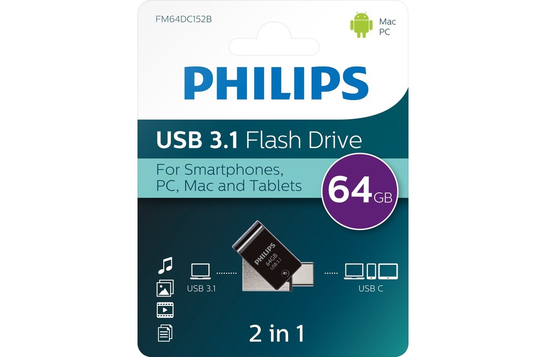 Philips FM64DC152B USB 3.0 64GB 2-in-1 - USB-stick