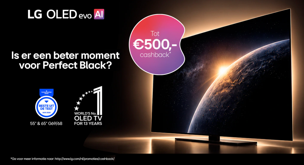 LG | Tot €500 cashback op een LG OLED evo TV (2026)