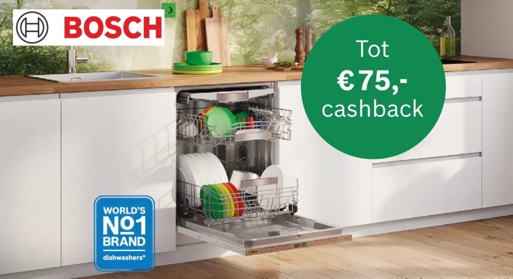 Tot € 75,- cashback op Bosch vaatwassers