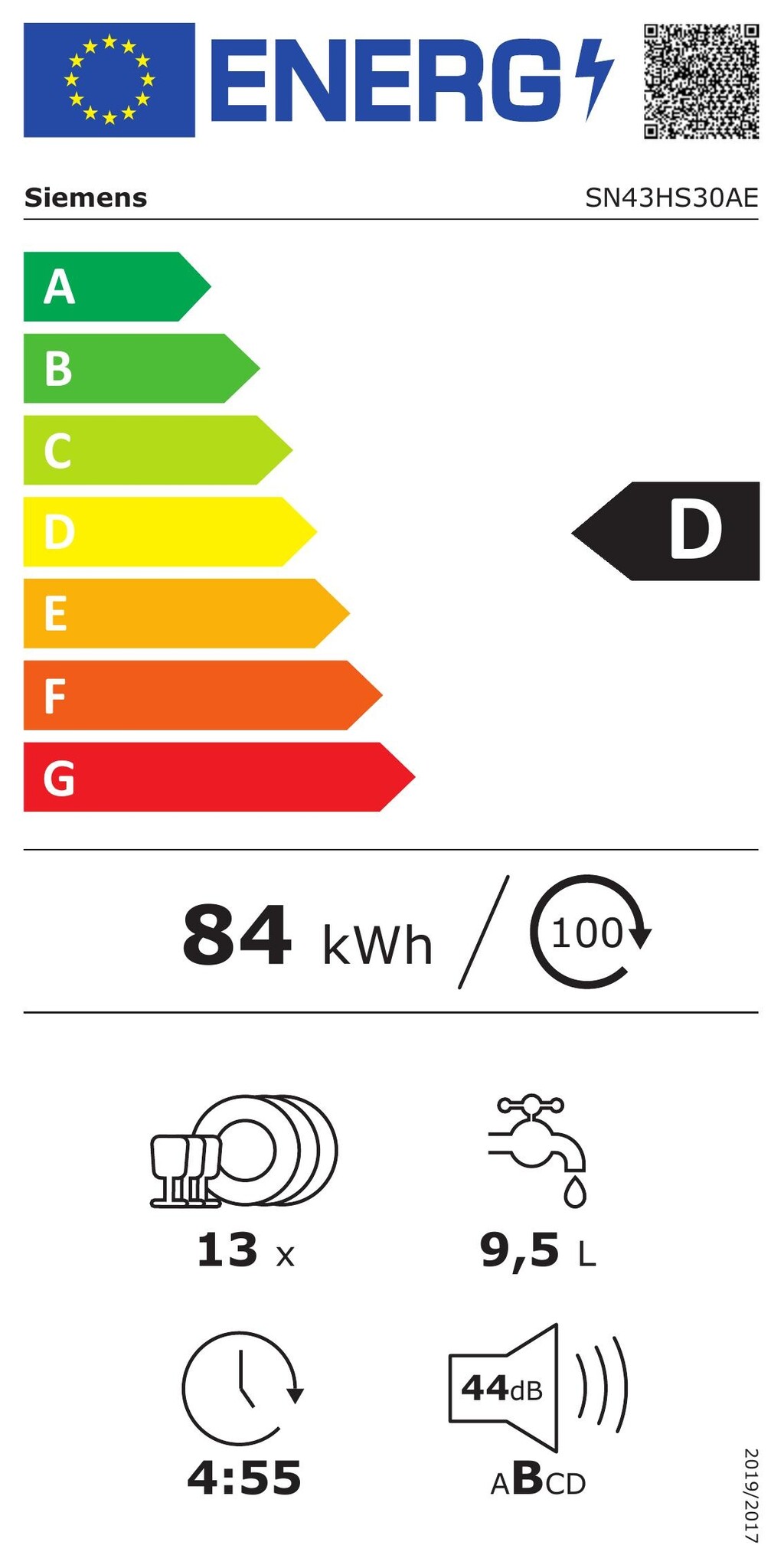 Siemens SN43HS30AE - Onderbouw vaatwasser