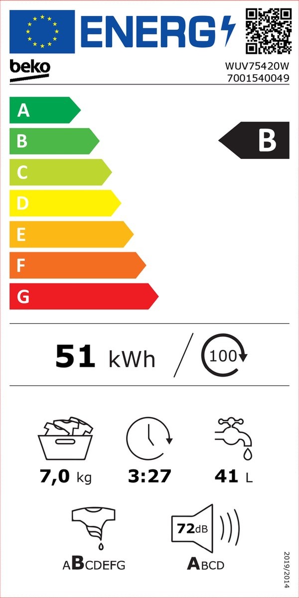 Beko WUV75420W - Wasmachine
