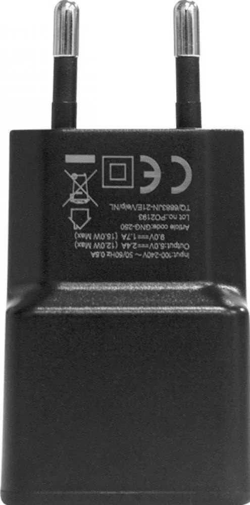 Grab 'n Go 2.4 Amp Single USB Snellader Zwart