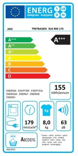 AEG TR97BADEN - Warmtepompdroger
