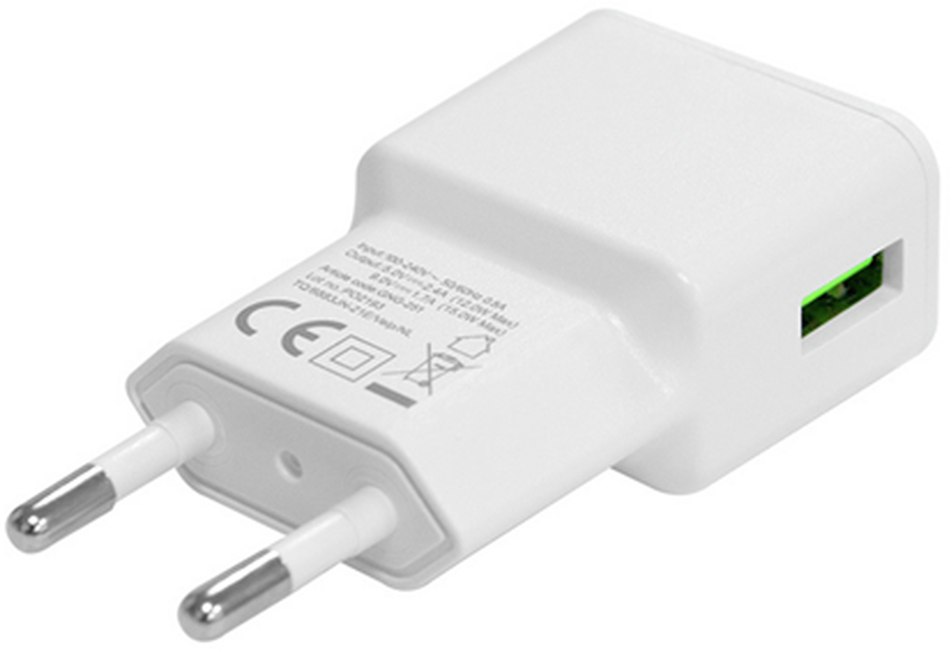 Grab 'n Go USB Thuis snellader 1x USB 2,0 max 2400mA Wit