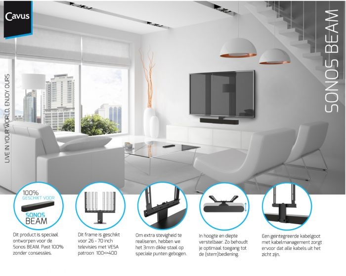 Cavus CFSBB frame voor Sonos Beam Zwart - Muurbeugel